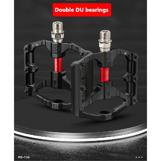 PROMEND MTB Bicycle Pedal Anti-Slip Double DU Bearings Lightweight Aluminum Alloy Pedal Wide Platform Pedals Mountain Bike Parts
