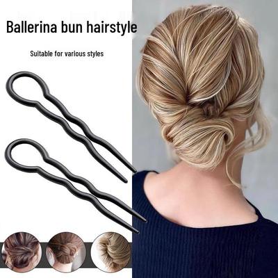 U-Shaped Spiral Hairpin Tool for Easy Bun Styling and Frizz Control