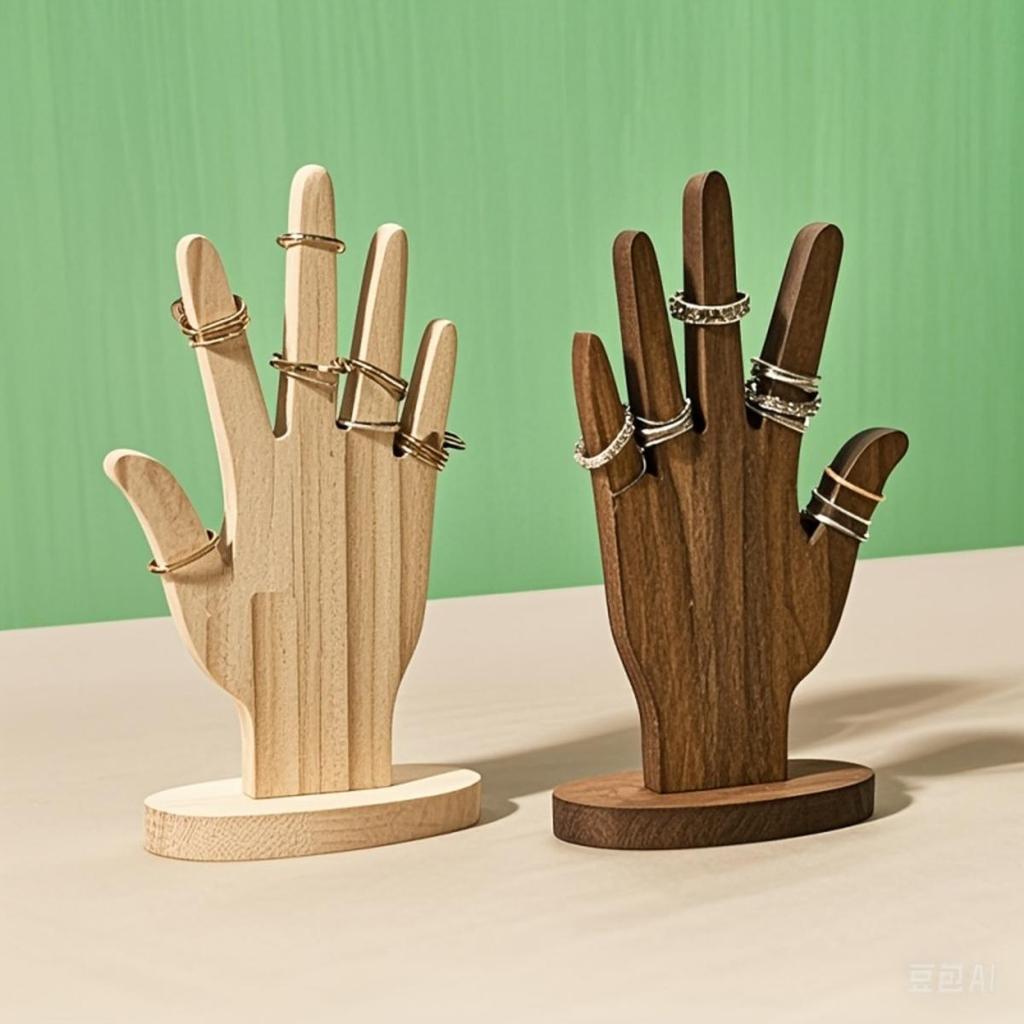 Wooden Hand Form Bracelet Bangle Display Stand Mannequin Palm Shaped Ring Storage Holder Desktop Jewelry Organizers