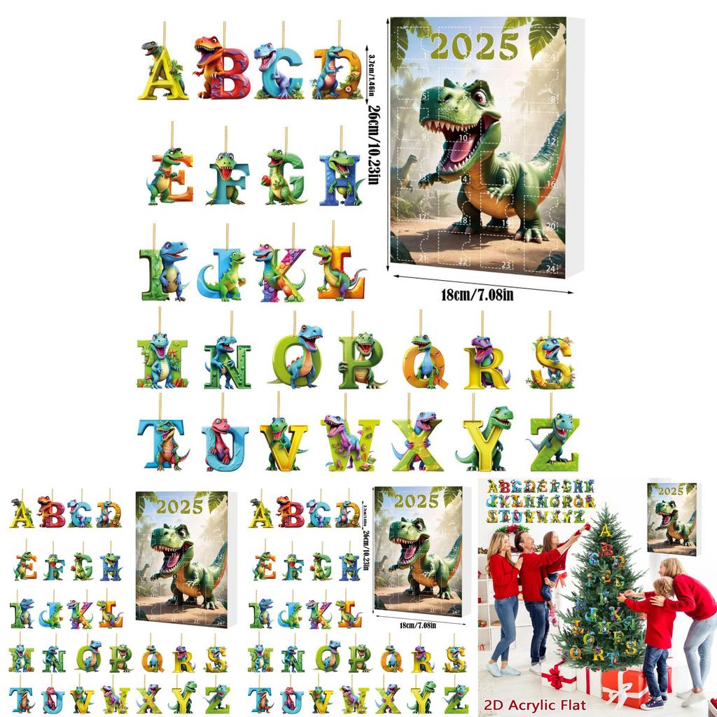 Dinosaur Christmas Countdown Calendar With Acrylic Dinosaur Figures For Holiday Gift