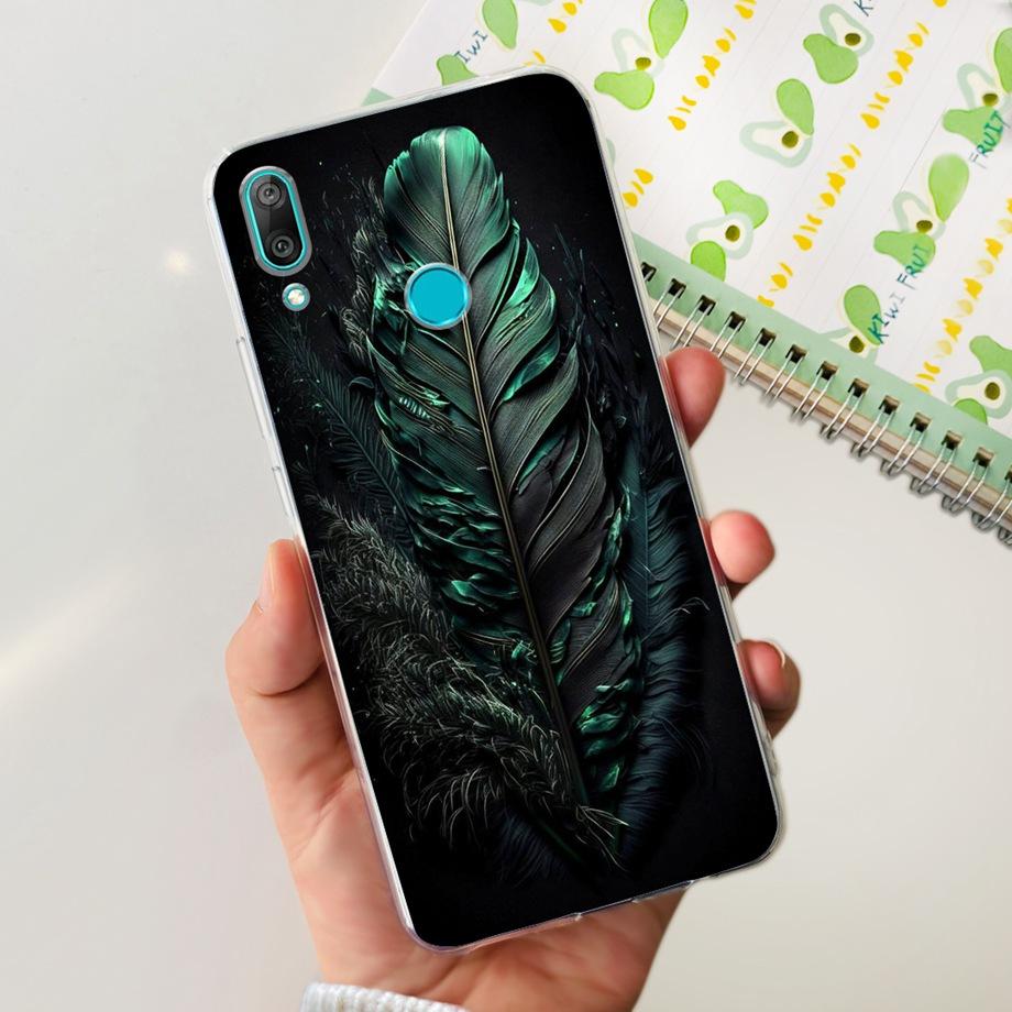 For Huawei Y7 (2019) Phone Case Huawei Y7P 2020 Back Cover Transparent Slim Soft TPU Rubber Bumper Child Fashion Cartoon Pattern
