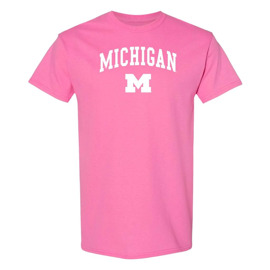 Michigan Wolverines Arch Logo T-Shirt - Azalea