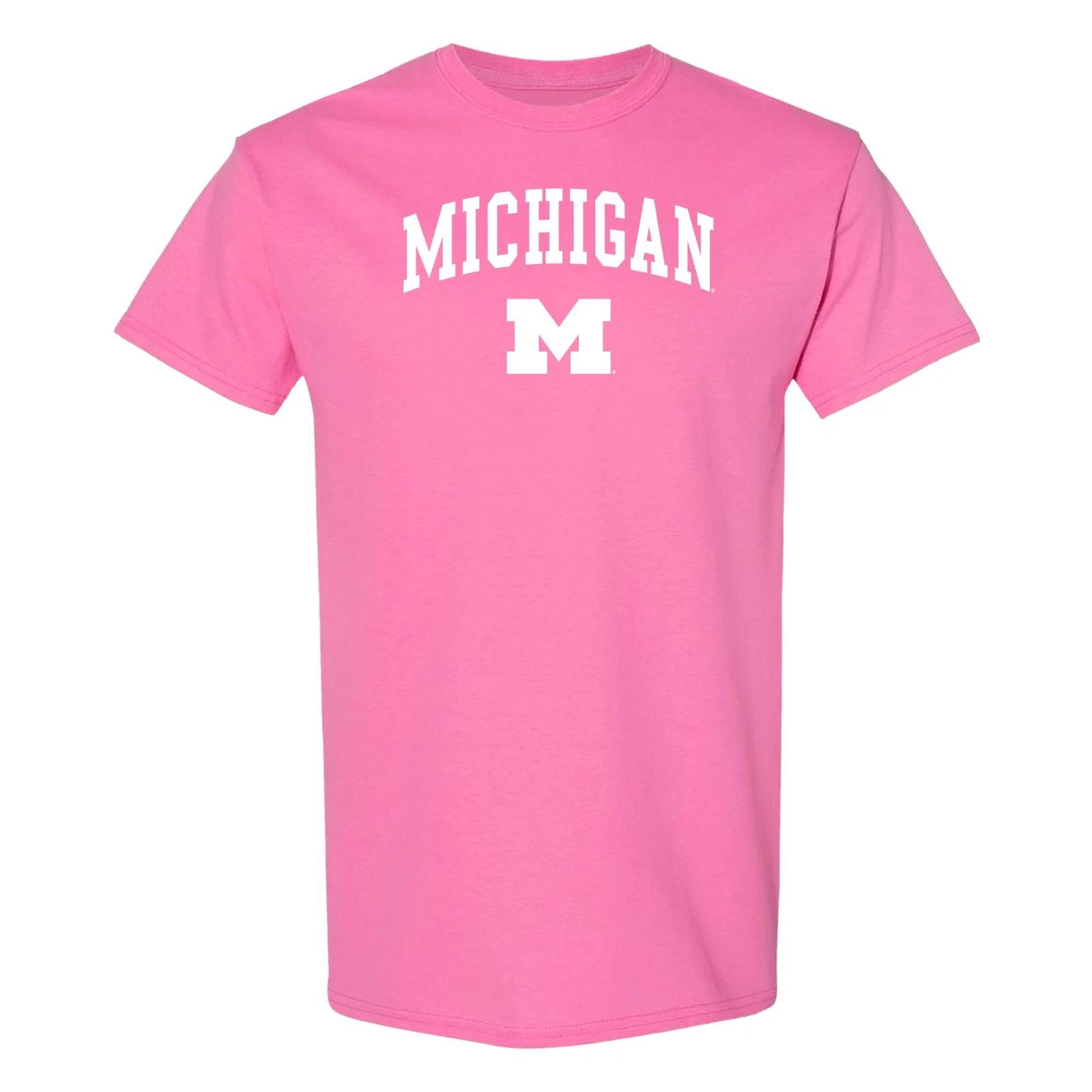 Michigan Wolverines Arch Logo T-Shirt - Azalea L