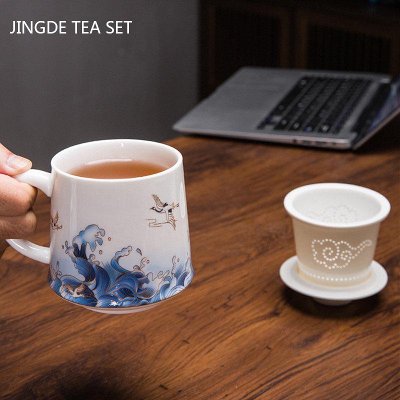 Palace Style Ceramic Master Cup with Lid Enamel Color Tea Cup with Inner Filter Large-capacity Teacup Chinese Tea Set