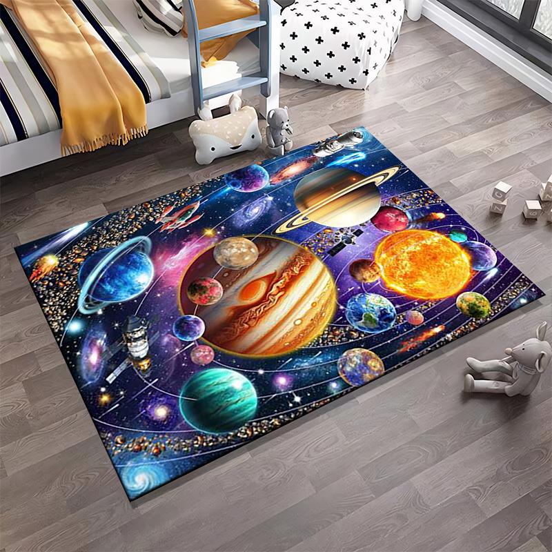 "Outer Space Solar System Planets Print Carpet for Living Room Decor" Suitable for Use As an Anti-slip for Living Room Bedroom Sofas