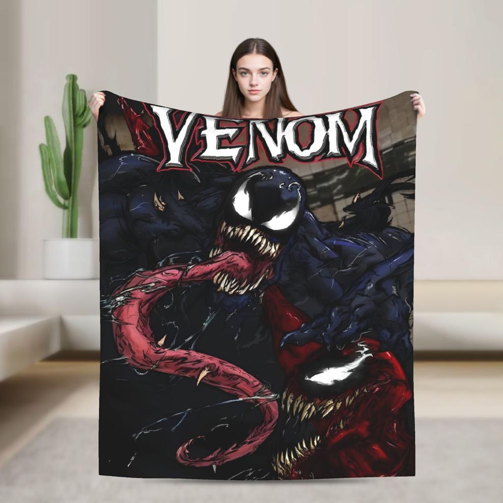 Venom cartoon Blanket Travel Office Flannel Throw Blanket For Couch Chair Sofa Bed Soft Design Quality Bedspread Gift