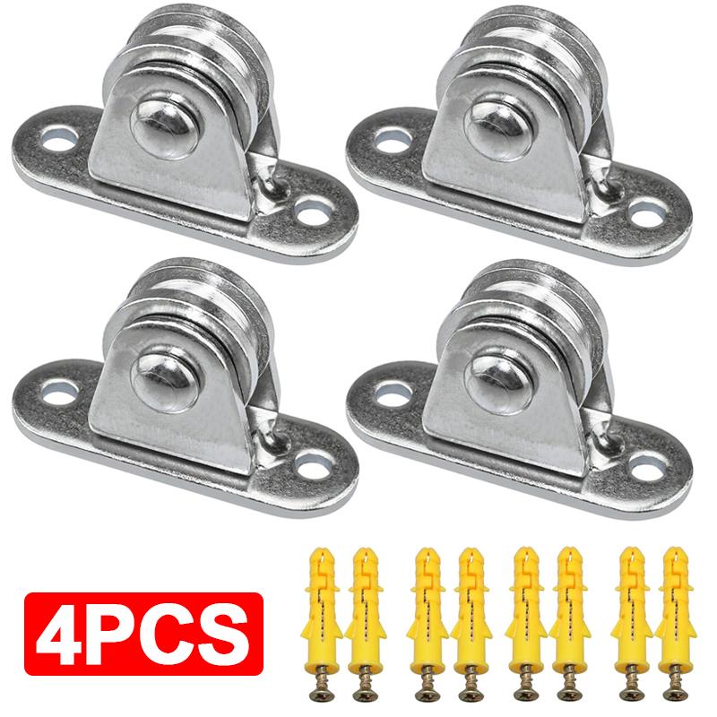 4Pcs/Set Steel DIY Silent Pulley High-quality Lifting Pulley Sturdy Fixed Load-bearing Capacity Small-sized