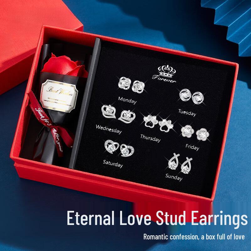 Sterling Silber 925 Ohrstecker Set - Elegant Leichter Luxus für Geburtstags- oder Weihnachtsgeschenke für Mädchen