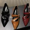 2025 New Genuine  Office Ladies Pumps Pointed Toe T-strap Thin High Heels Mary Janes  Shoes for Women Dress