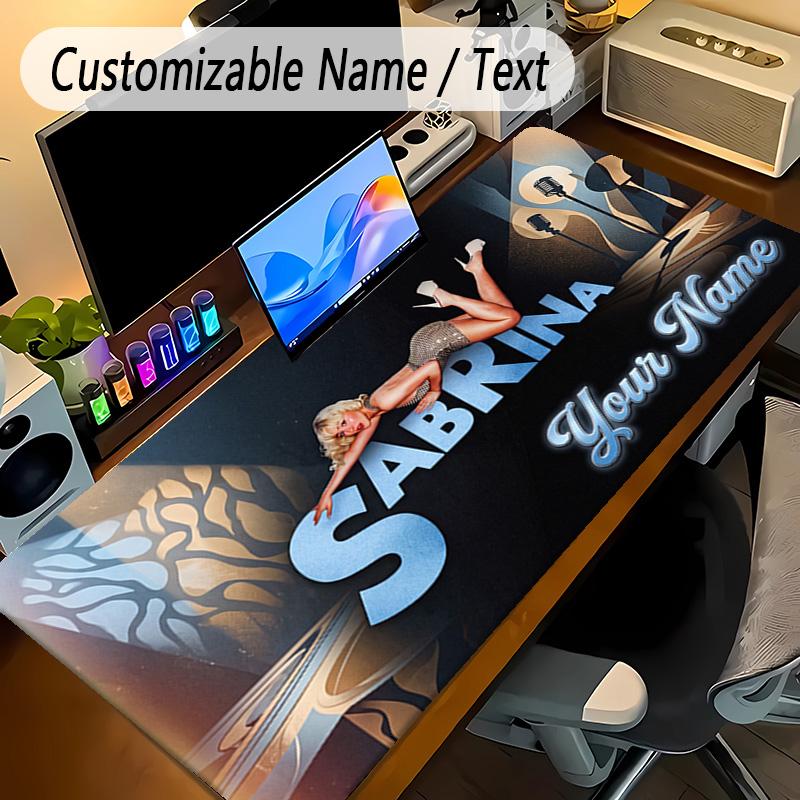 Large Mouse PadSabrina Carpenter Custom Name Text Personalized Desk Mat Non Slip Gaming Pad