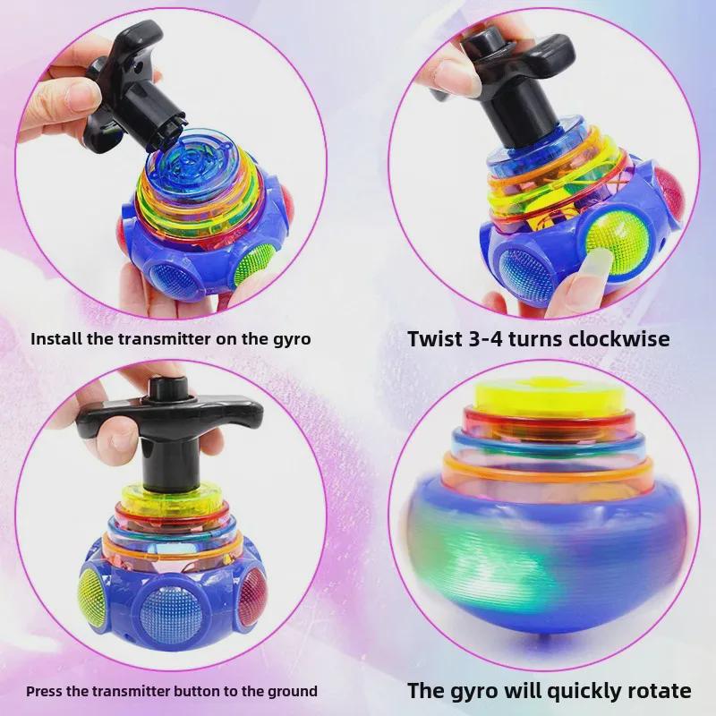 Colorful Flashing UFO Gyroscope Toy with Music for Kids