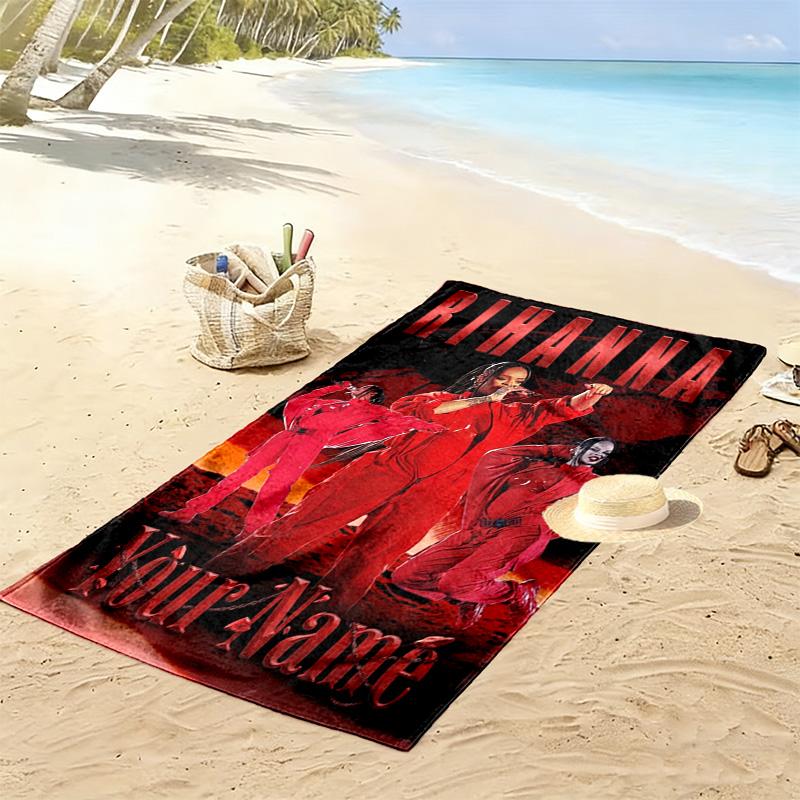 Name Custom Rihanna Savage Print Beach Towel, Large Soft Quick Dry Towel for Beach Camping Swimming