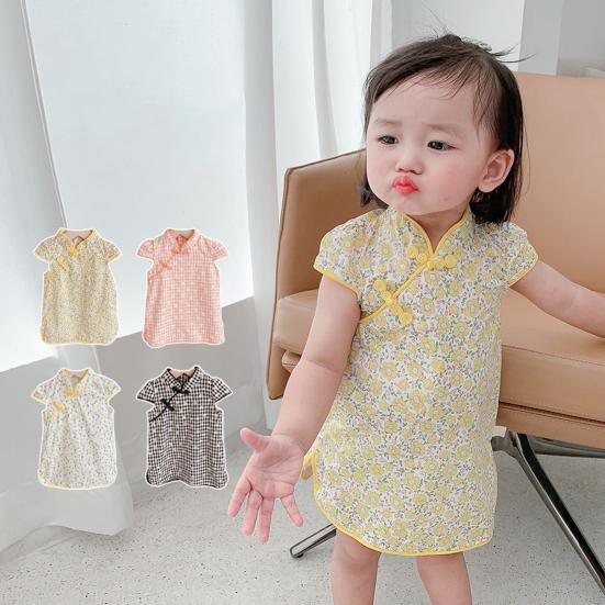

Детское платье с косой пряжкой, удобный мягкий детский костюм Cheongsam для девочек