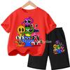 Girls Boys Summer Short Sleeve Tshirt Set Cartoon Tee Tops Game Anime Shirts Kids Rainbow T-shirt
