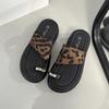Flat Bottom Metal Set Toe Roman Slippers Women's Shoes 2025 Summer New Vacation Travel Beach Shoes Leopard Print Cool Slippers