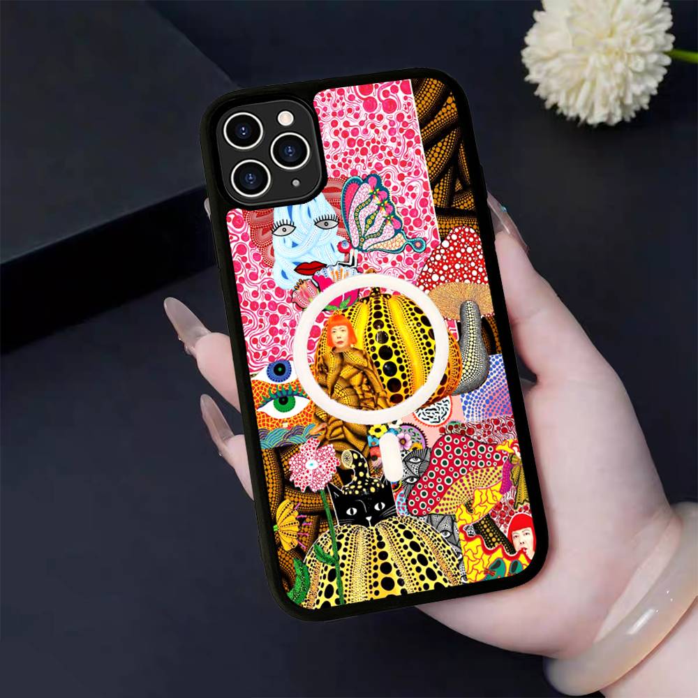 

Art Y-Yayoi KusamaS Magnetic Matte Phone Case For IPhone 16 17 15 14 13 12 11 For Magsafe Wireless Charge Cover iPhone 17