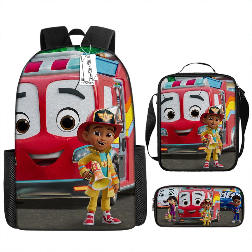 Sanbao Rescue Team Animation Backpack Backpack Elementary And Secondary School School Bag Satchel Set Pencil case