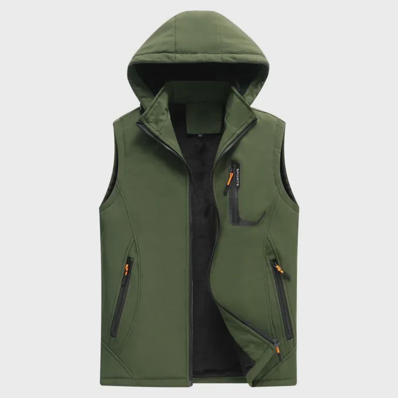 Men's Trendy Slim Hooded Vest: Outdoor Autumn/Winter Plus Velvet Thickened Waistcoat for Warmth