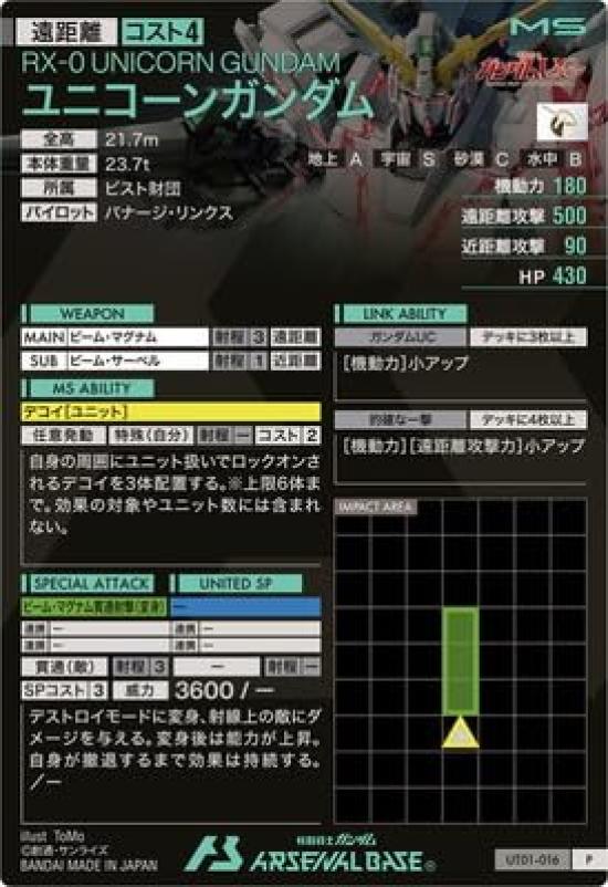 Arsenal Base Unicorn Gundam P Banagher Destroy Mode UT01-016