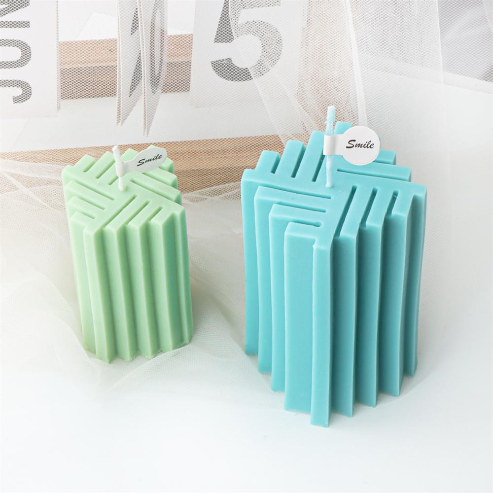 Geometry Gear Cylinder Spiral Candle Mold Long Rod Grooved Pillar Silicone Molds Classic Wax Candle Frame Casting Swirl Shaped