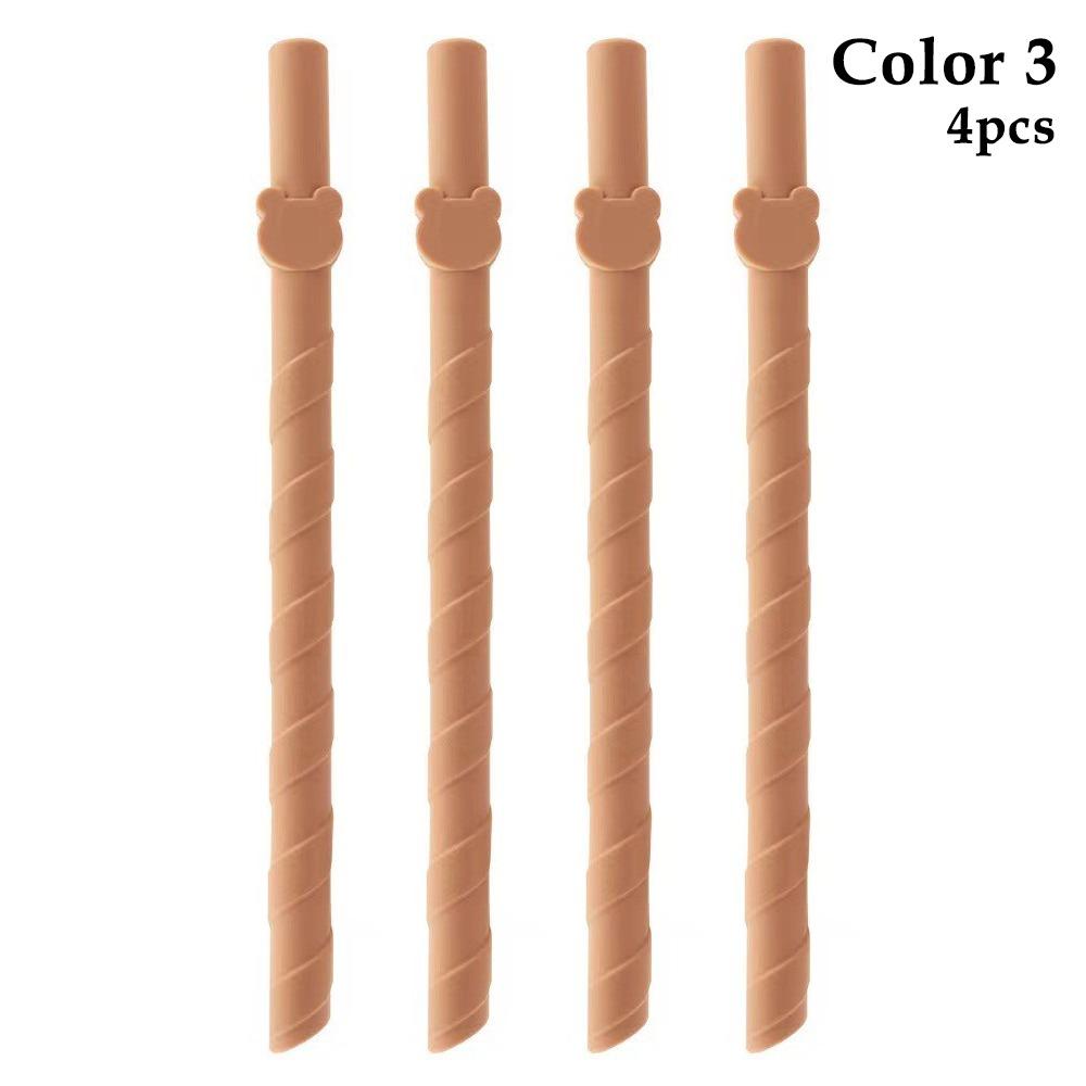 4Pcs Children's Milk Tea Straight Straws Food Grade Reusable Straws Creative Silicone Straws