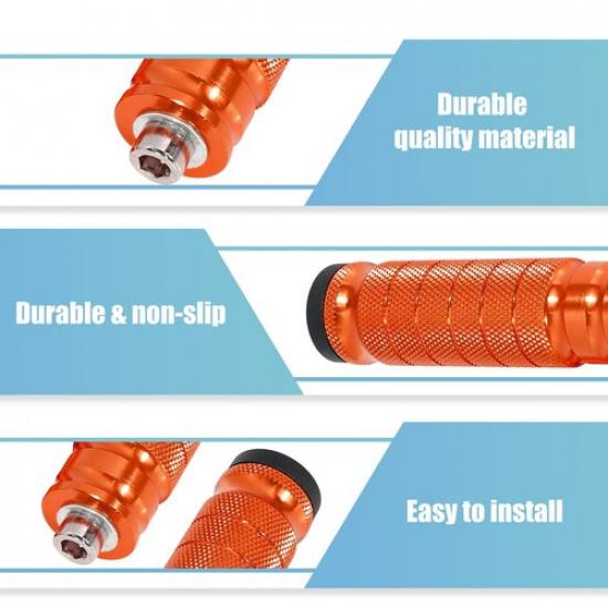 Universal Orange Motorcycle Motorbike Pegs Footrests Pedal M8x1.25 Pack of 2