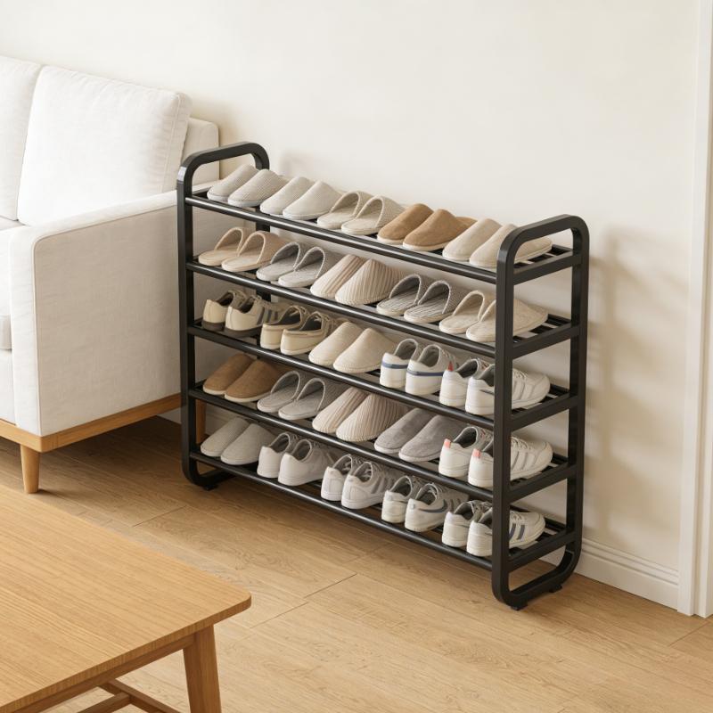 5-Tier Metal Shoe Rack Storage Holder - Holds 18 Pairs Shoes, Slim Space-Saving Design, Durable Iron Organizer, Easy Assembly