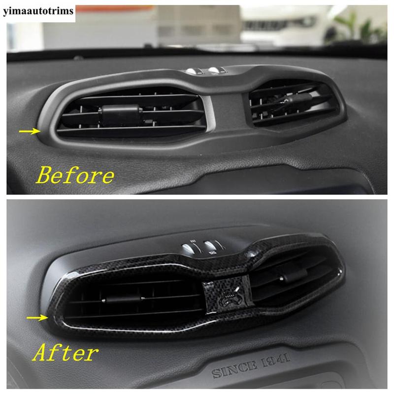 Door Speaker Air AC Handle Bowl Head Lamp Window Lift Cover Trim For Jeep Renegade 2015 - Carbon Fiber Interior Accessories