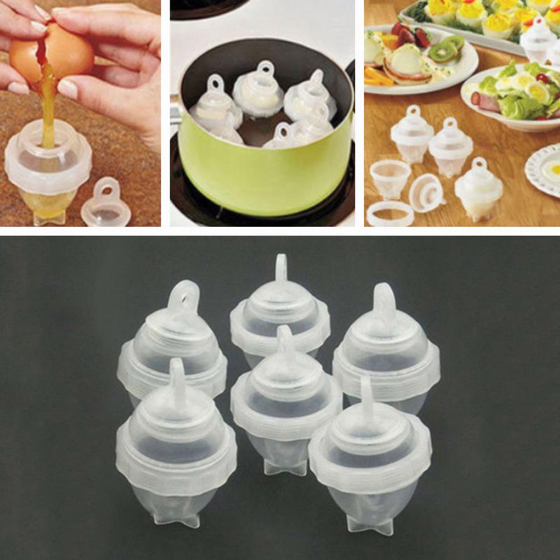 6ks Vařené vejce natvrdo Vařič vajec Kelímky na vejce Kuchyně bez skořápky a oddělovače