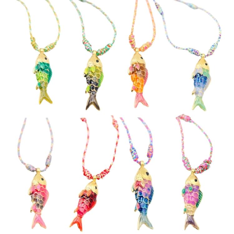 Stainless Steel Marine Fish Pendant Jewelry Multicolor Rope Chain Necklace Portable Designs