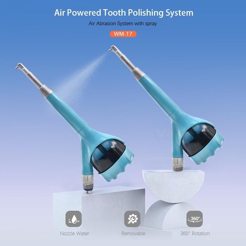 

360° water spraying dental Air flow Prophy sandblasting tooth cleaning Handpiece with water-proof steam suction polishing system 4 holes синий