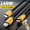 3 In 2 240W Fast Charging Cord For Micro USB Type C Charger Cable 1.2m Multi Usb Port Multiple Usb Charg Cord For huawei