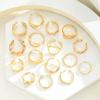 17KM 16-teiliges Geometrisches Hohlherz Offener Ring Set Modeschmuck Damen Trendig Glänzend Täglich Party Accessoire Geschenk Für Sie