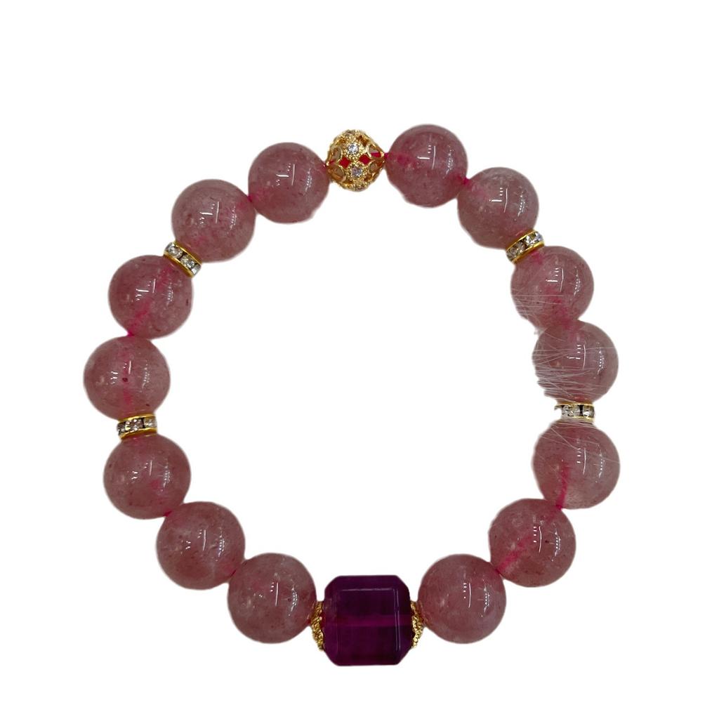 Natural Crystal Strawberry Crystal Bracelet. Bangles Women Fashion Jewelry Accessories Gift