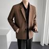 Giacca Blazer da Uomo Vestibilità Larga Streetwear Cappotto Monopetto Collo a Revers Monocolore Primavera Autunno Completo