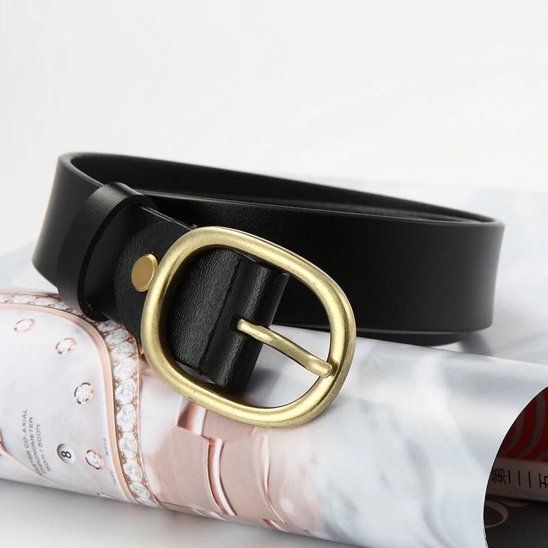 DINISITON New Women‘s Belt Genuine Leather Belts For Women Female Gold Pin Buckle Strap Fancy Vintage for Jeans Dropshipping