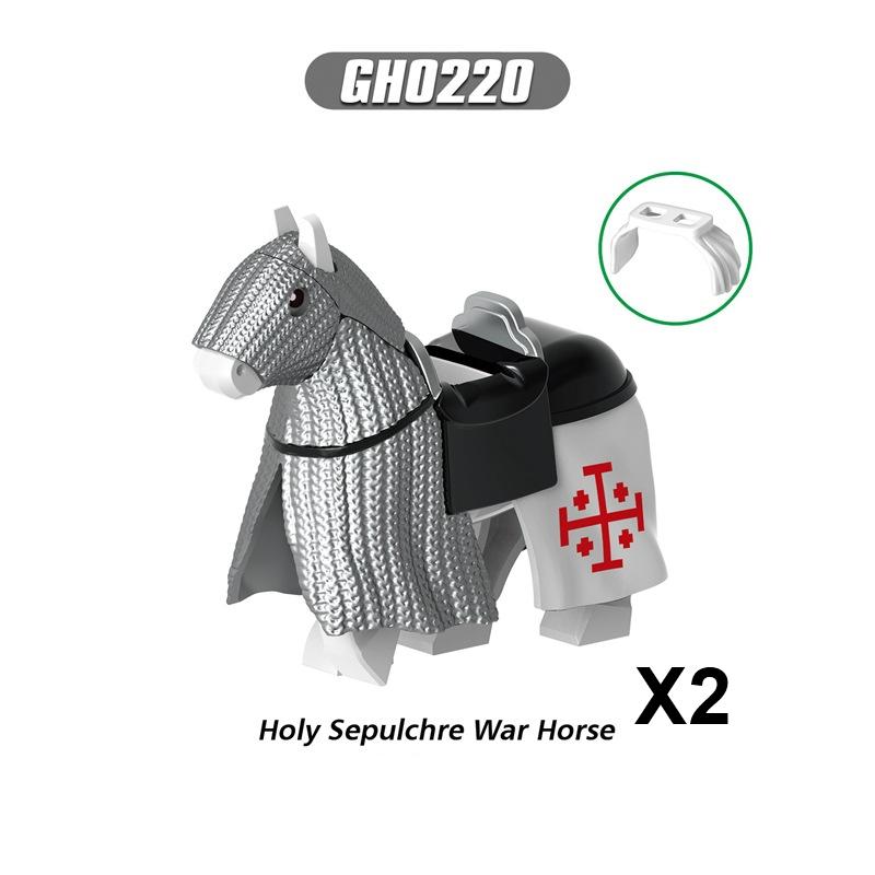 Military Building Blocks Medieval Solider Knights Accessories Shoulder Armor Model Vest Mount Flag Shield Horse Sword Bricks MOC