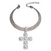 2026 European and American Personalized Rhinestone Cross Pendant Collar Exaggerated Necklace Women, with Accessories