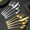 Messer Gabel Löffel Set Edelstahl Besteck Rutschfester Bequemer Griff Steakmesser Dessertlöffel Teegabel für Westliches Essen Spülmaschinenfest