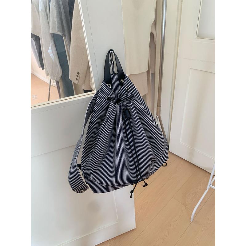 

Студенческий повседневный рюкзак женский летний новый модный полосатый холщовый рюкзак универсальный большой вместимости