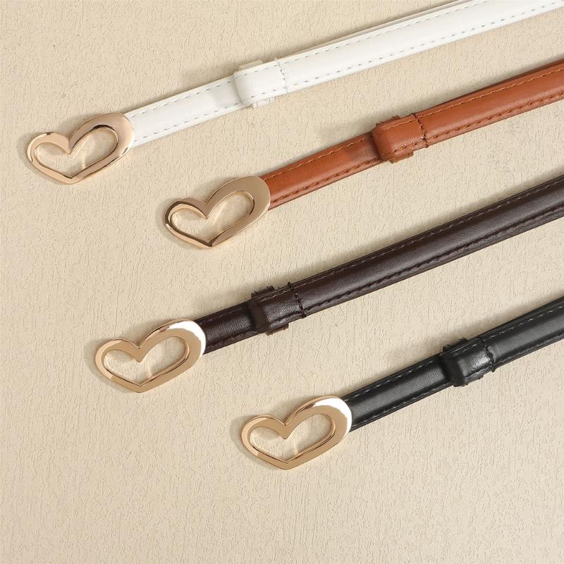 Adjustable PU Leather Waist Belt for Women Heart Shaped Clasp Waist Girdle Lightweight Fashion Waist Accessory