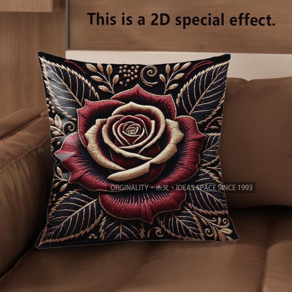 2D Vintage Rose Embossed Floral Throw Pillow Covers Pattern Cushion Cover Suitable For Sofa Bedroom Car Pillow Cover