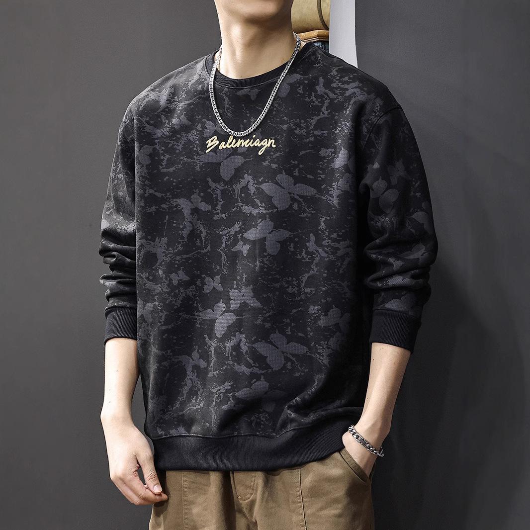 Осенний тяжелый замшевый свитер мужской американский модный бренд бабочка темный узор — фото 4