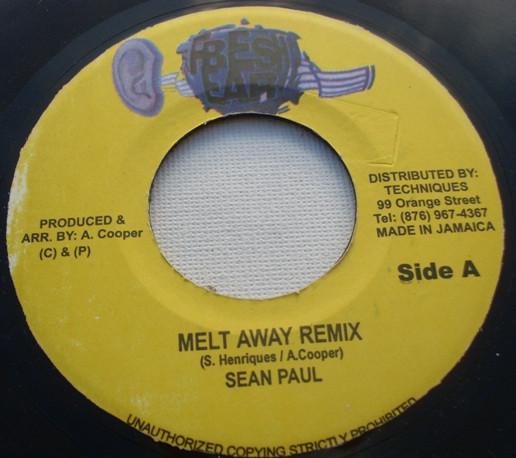

7inch Record SEAN PAUL / NOTCH - Melt Away Remix / Fly Away NONE Fresh Ear 2004 Jamaica Reggae, Ska & Dub Used