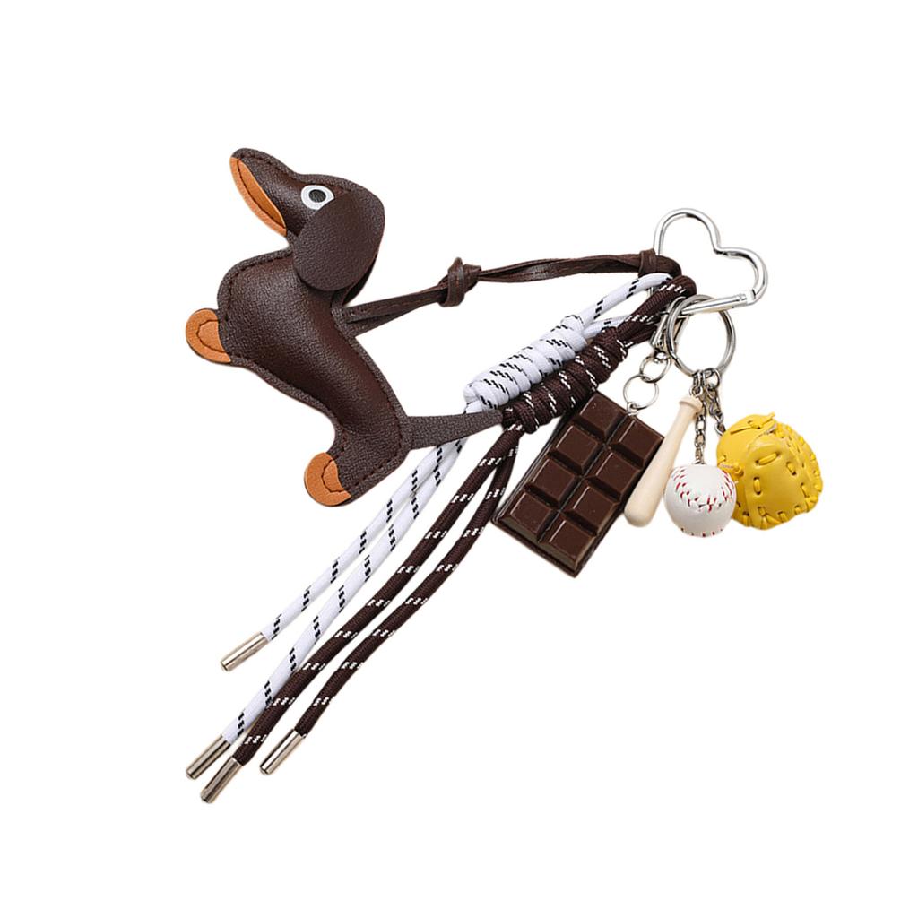 Fashionable Retro Sausage Dog Keyring Fashionable Sturdy PU Jewelry Accessory for Collectors and Trendsetters Use