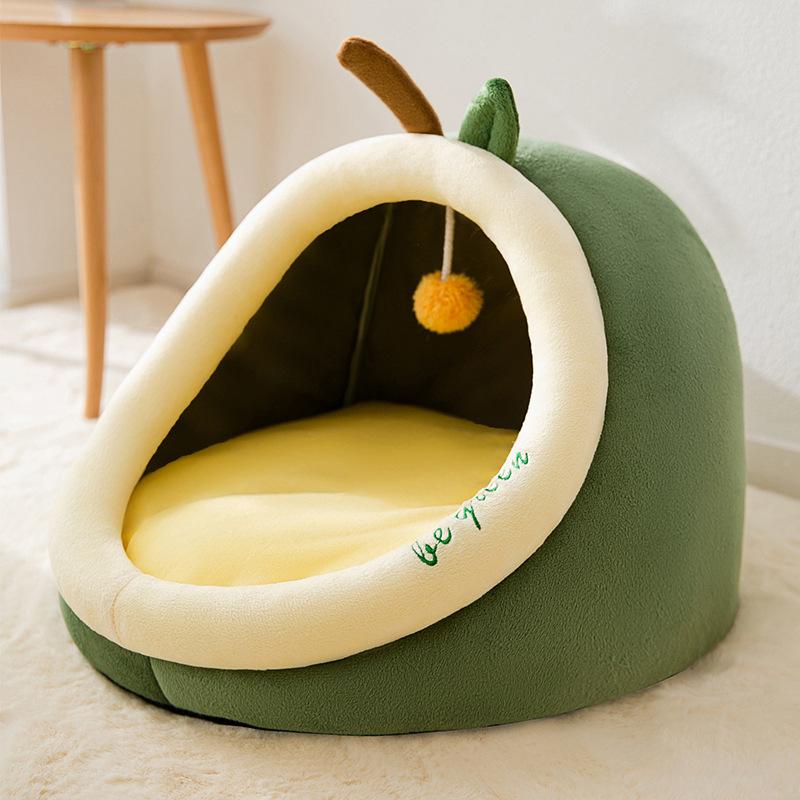 Cozy Autumn/Winter Cat and Small Dog Semi-Enclosed Bed: Removable Pet House