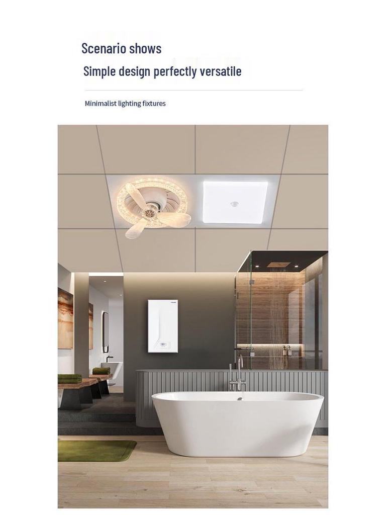 Modern Minimalist Integrated Kitchen Fan with Eye-Protection Light and Bathroom Recessed Oscillating Electric Fan Light