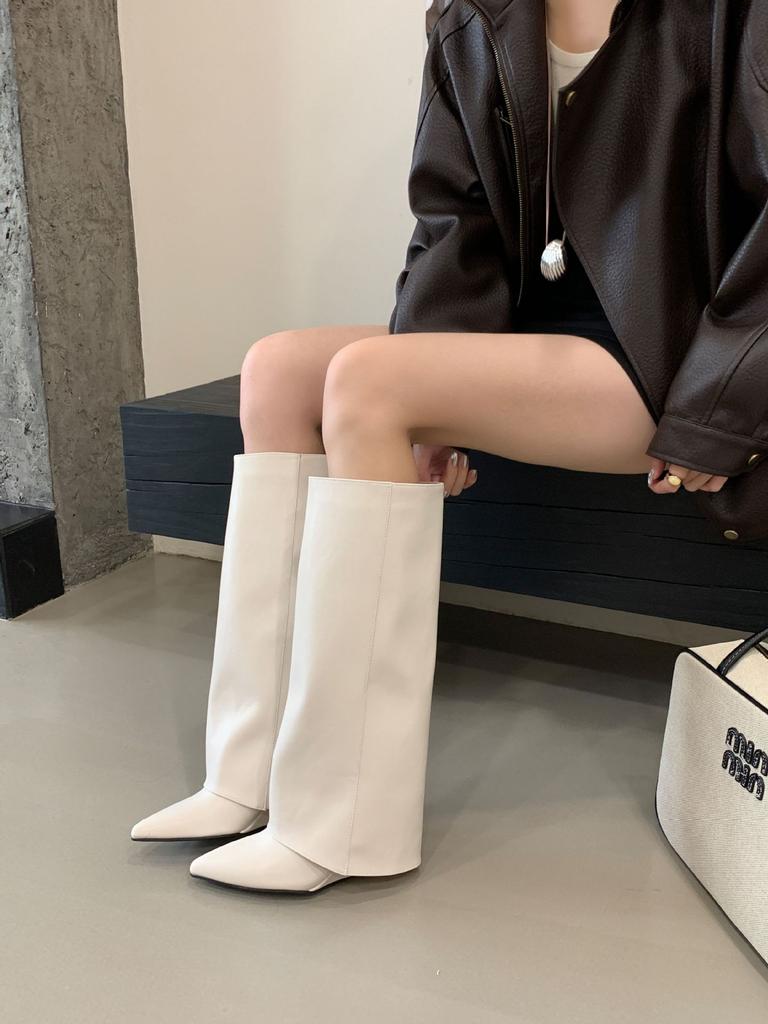 2026 New Wedges Women's High Heels Pointed Toe Designer Shoes High Heels Fashion Luxury Boots Winter Sexy Mujer Chelsea Botas