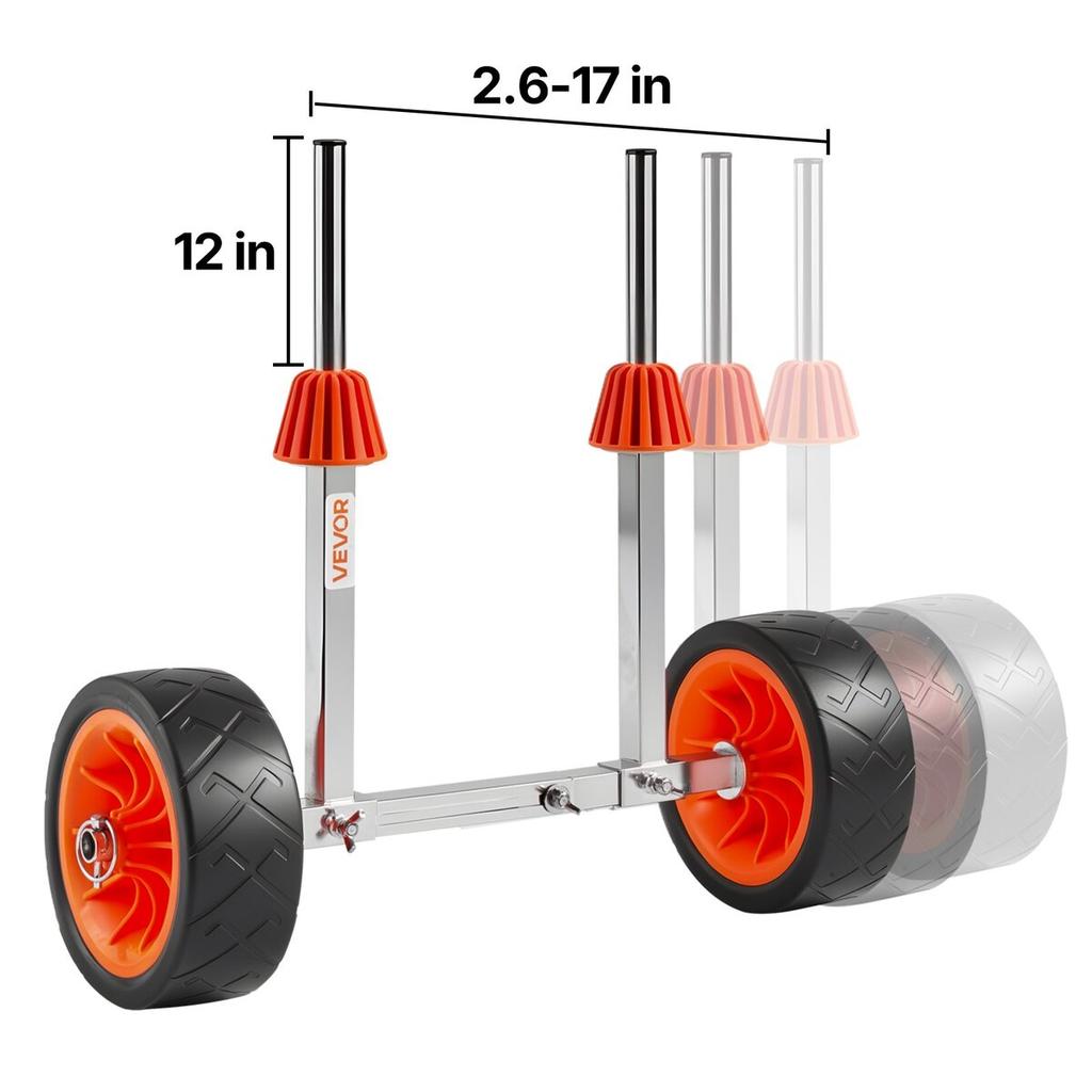 Kayak Cart, 113.4 Kg Load Capacity, Canoe Cart Dolly with 19.1 Cm Solid Rubber Tires & Kickstand, Assembles & Disassembles Within Seconds, Paddle