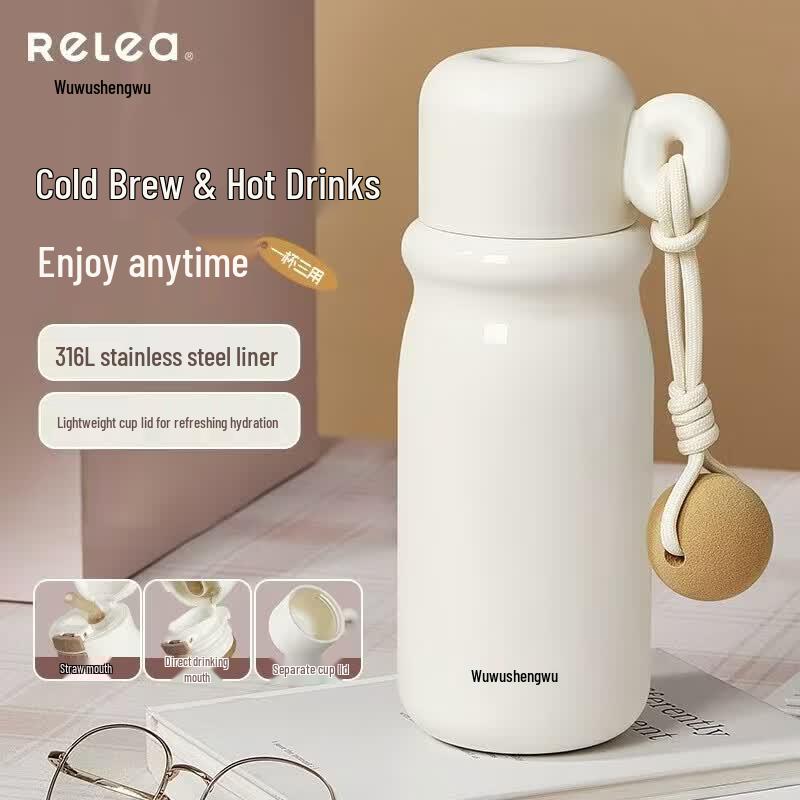 RELEA 316L Stainless Steel Dual-Drink Thermal Bottle, 620ml
